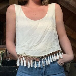 Vintage style top with fun dangling beads